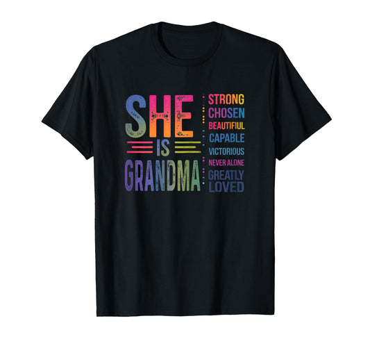 She Is Grandma Christian Mothers Day Jesus Nana Religious T-Shirt
