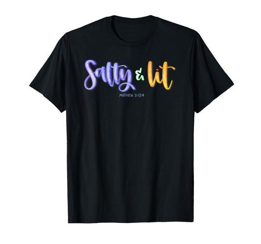Salty and Lit Funny Christian short sleeve tshirt