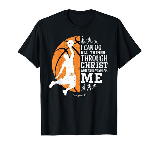 Basketball Shirts Men Boys Philippians 4:13 Gifts Tee Kids T-Shirt