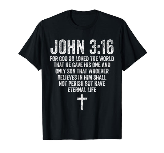 John 3:16 Bible Verse Scripture Christian Religious Jesus T-Shirt
