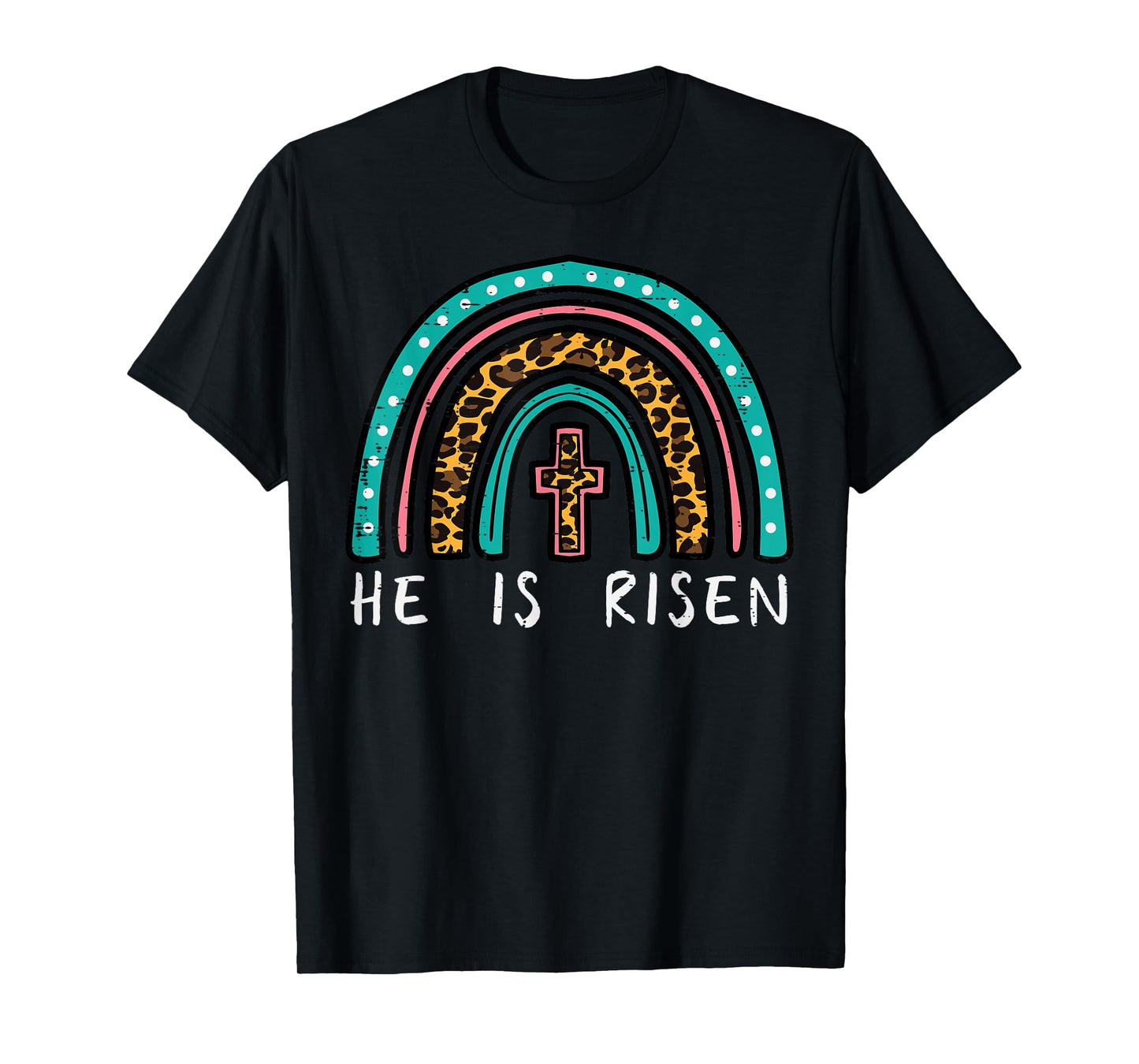 Easter Rainbow He Is Risen Religious Christian Girls Kids T-Shirt