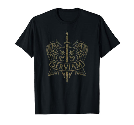 Serviam St Michael Latin Christian Catholic Graphic T-Shirt