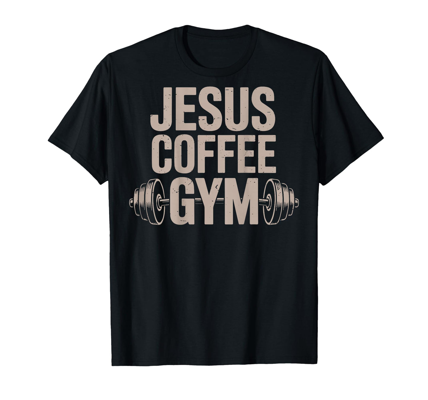 Funny Christian Workout Jesus Coffee Gym Barbell Cross Women T-Shirt