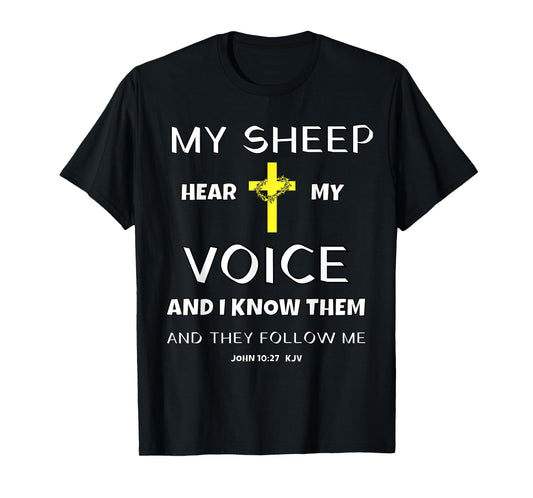 Christian T Shirt Bible Scripture Verse John 10:27 Jesus T-Shirt