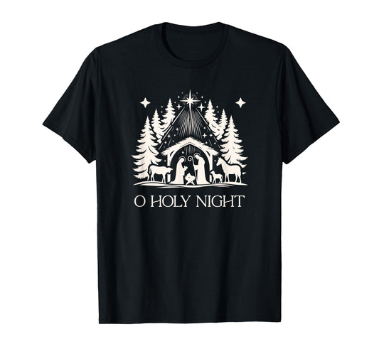 O Holy Night Christmas Nativity Scene Birth of Jesus Creche T-Shirt