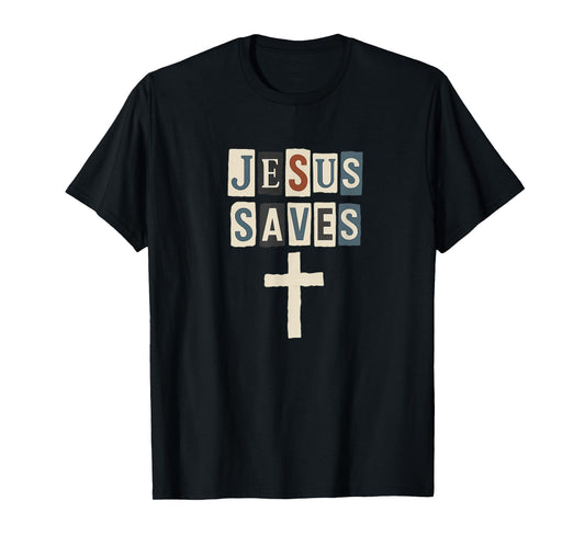 Jesus Saves Ransom Style Creative Christian Design T-Shirt