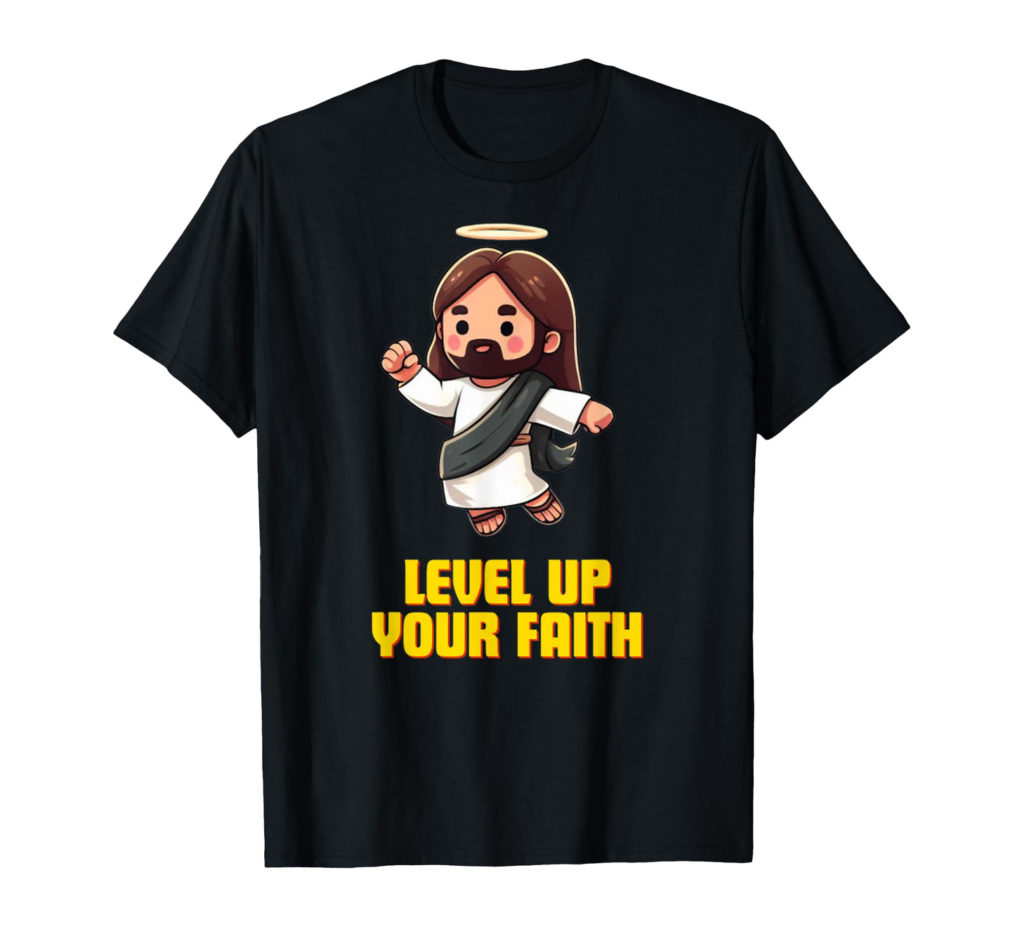 Vintage Level Up Your Faith Cute Jesus Jump T-Shirt