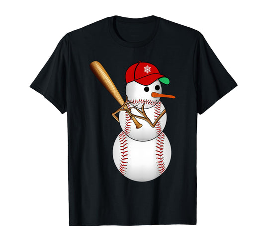Baseball Snowman Balls Snow Christmas Xmas Gifts Men Women T-Shirt