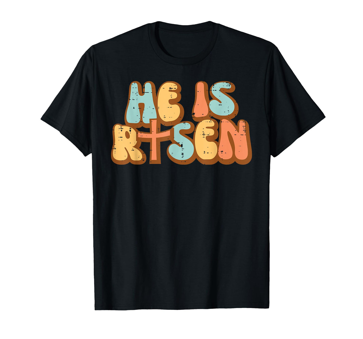 Easter He Is Risen Retro Resurrection Groovy Men Women Kids T-Shirt