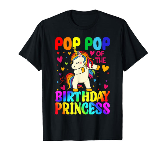 Pop Pop Of The Birthday Princess Unicorn Matching Family T-Shirt