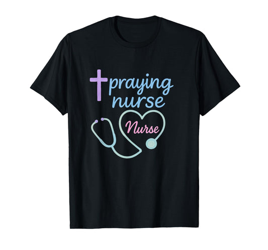 Praying Nurse Christian Nurse Faith Heat Stethoscope T-Shirt