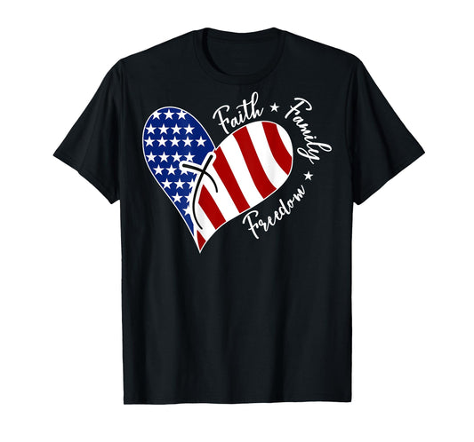 Jesus Cross Heart America The Lord Is My Rock ART ON BACK T-Shirt