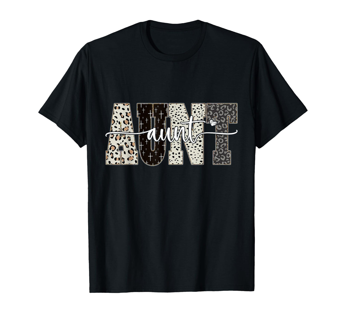 Aunt Bible Leopard Cross Faith and Love Christian Women Aunt T-Shirt