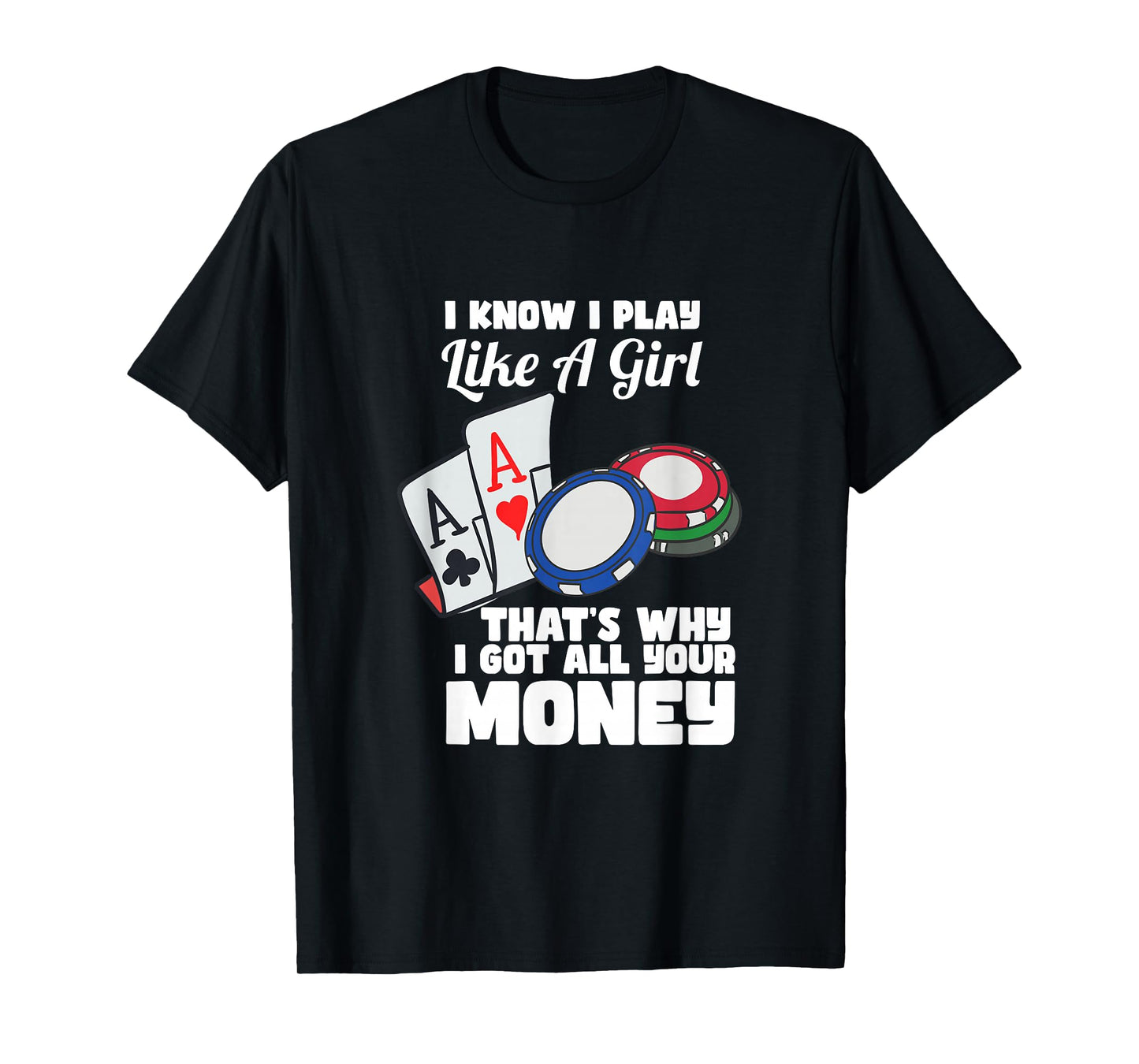 I Know I Play Like A Girl Funny Quote Female Poker Player T-Shirt