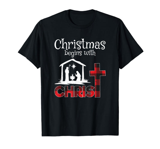 Christmas Begins With Christians Buffalo Plaid T-Shirt