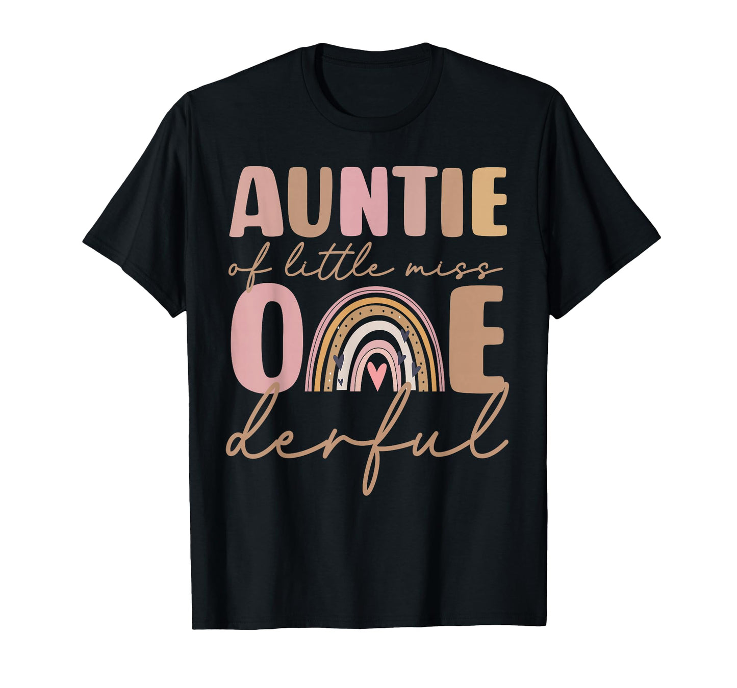 Auntie of Little Miss Onederful First Birthday Boho Rainbow T-Shirt