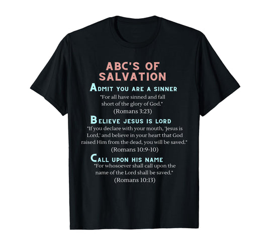 Clove & Lime Designs ABC's of Salvation T-Shirt,.Blue,Small