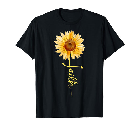 Christian Sunflower Faith butterfly Graphic women's T-Shirt