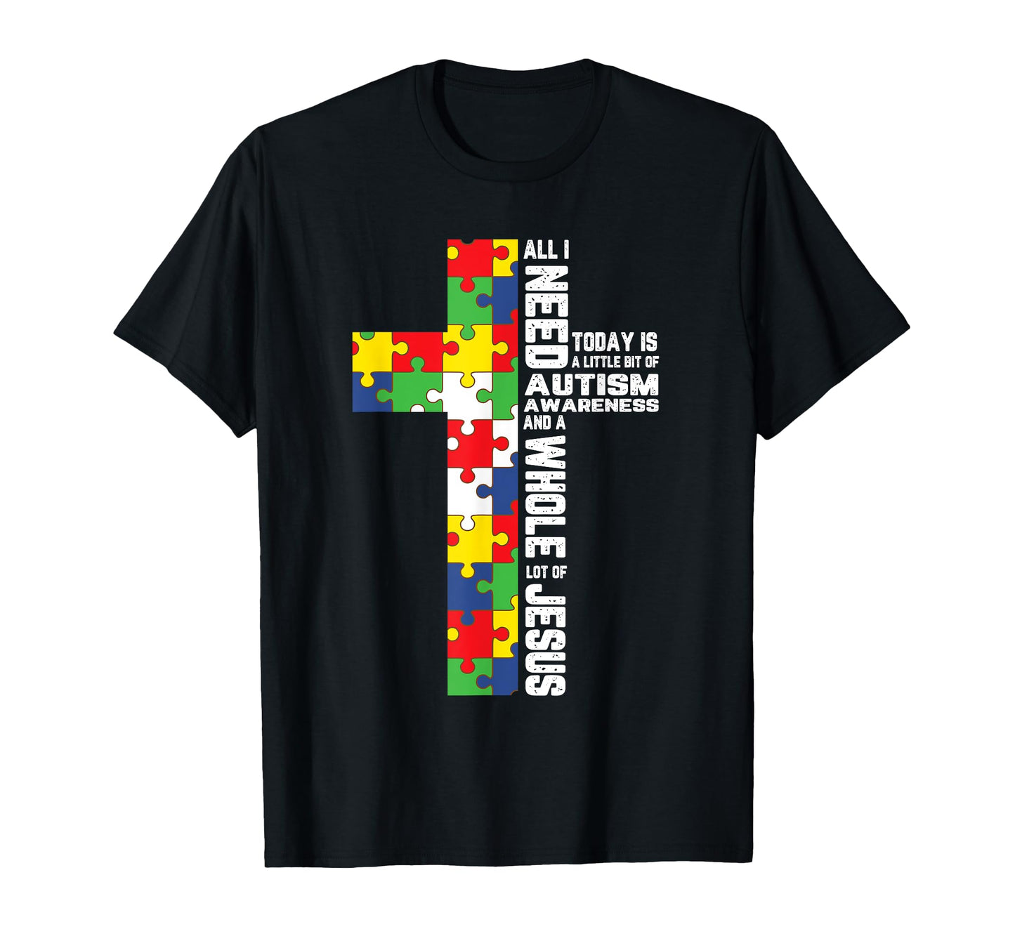 Autism Awareness Jesus Cross Puzzle Cool Christian Gifts T-Shirt