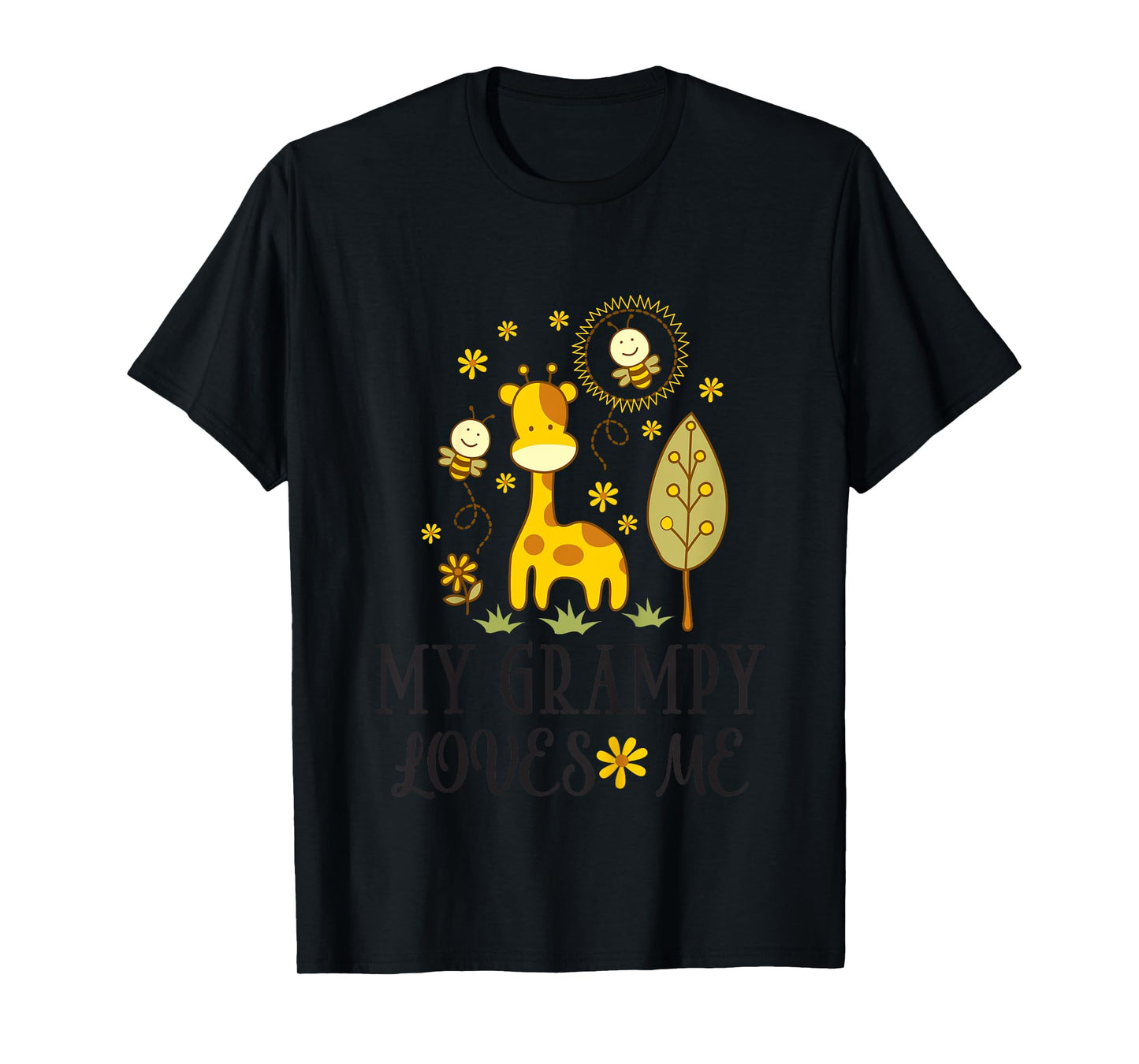 Kids My Grampy Loves Me Granddaughter Giraffe T-Shirt