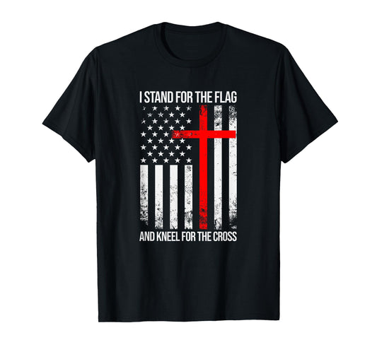 I Stand for the Flag and Kneel for the Cross USA Flag T-Shirt