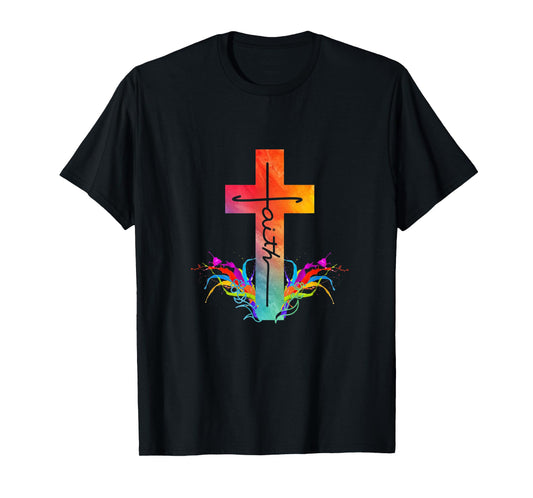 Vintage Distressed Art Cross Christian Faith Gifts T-Shirt