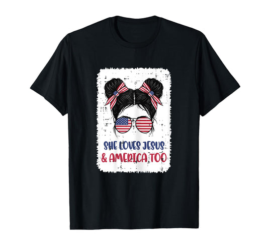 4th Of July USA Christian God Christ Jesus Women Girls Kids T-Shirt