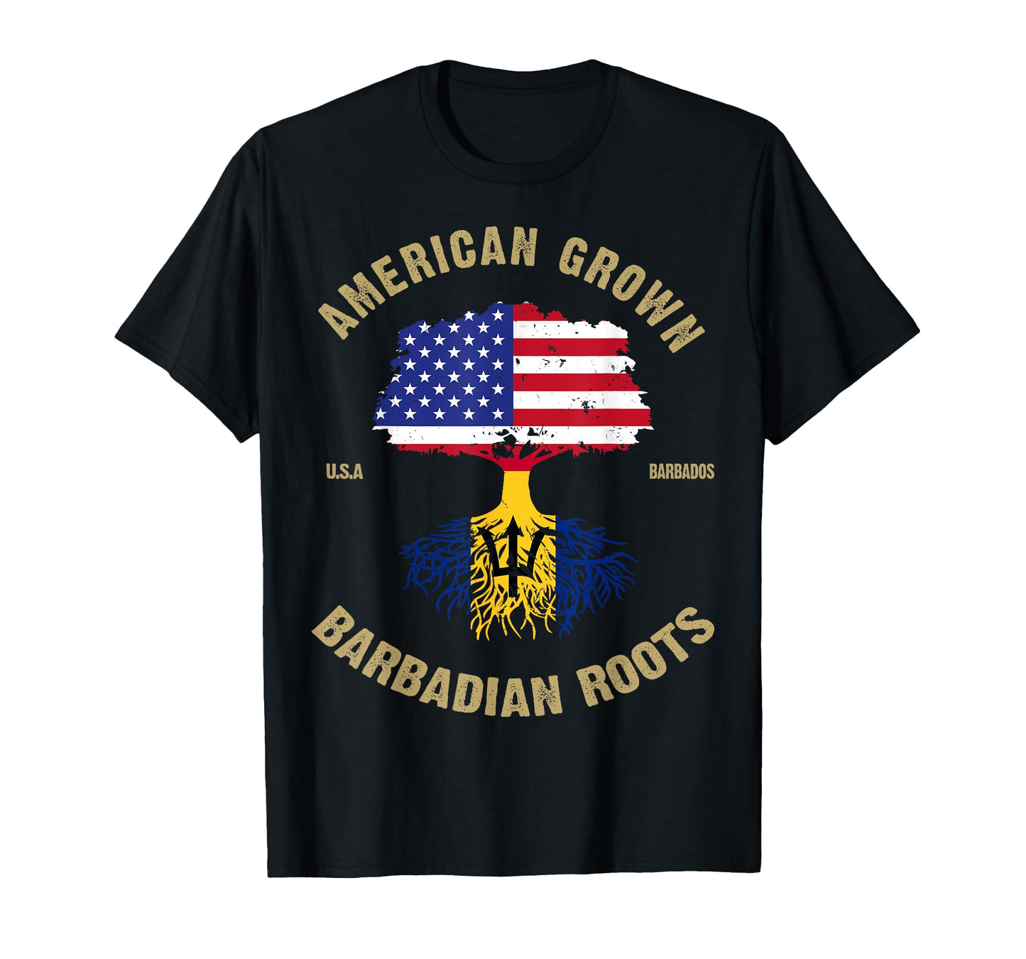 Barbados Bajan Barbadian Heritage Proud Half Barbadian Flag T-Shirt