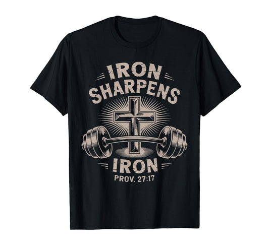 Iron Sharpens Iron Youth Funny Christian Workout Gym Jesus T-Shirt