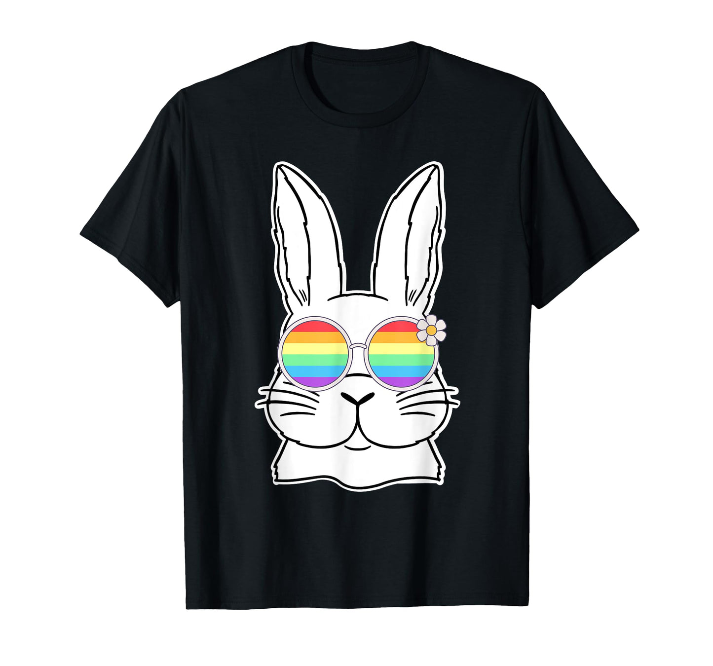 Bunny Gay Pride LGBTQ Bunny Rainbow Sunglasses Happy Easter T-Shirt