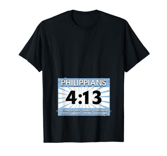Runners Bib Philippians 4:13 Christ Faith Running Marathon T-Shirt