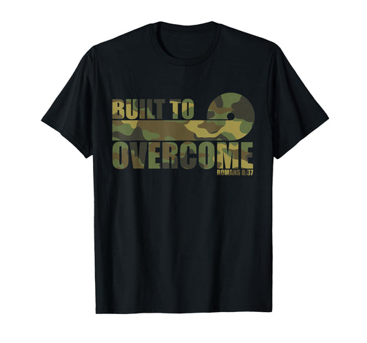 Built to Overcome Camo Scripture Gym Faith Christian Workout T-Shirt