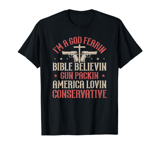 God Fearing, 2A, Christian, America, Gun Rights T-Shirt