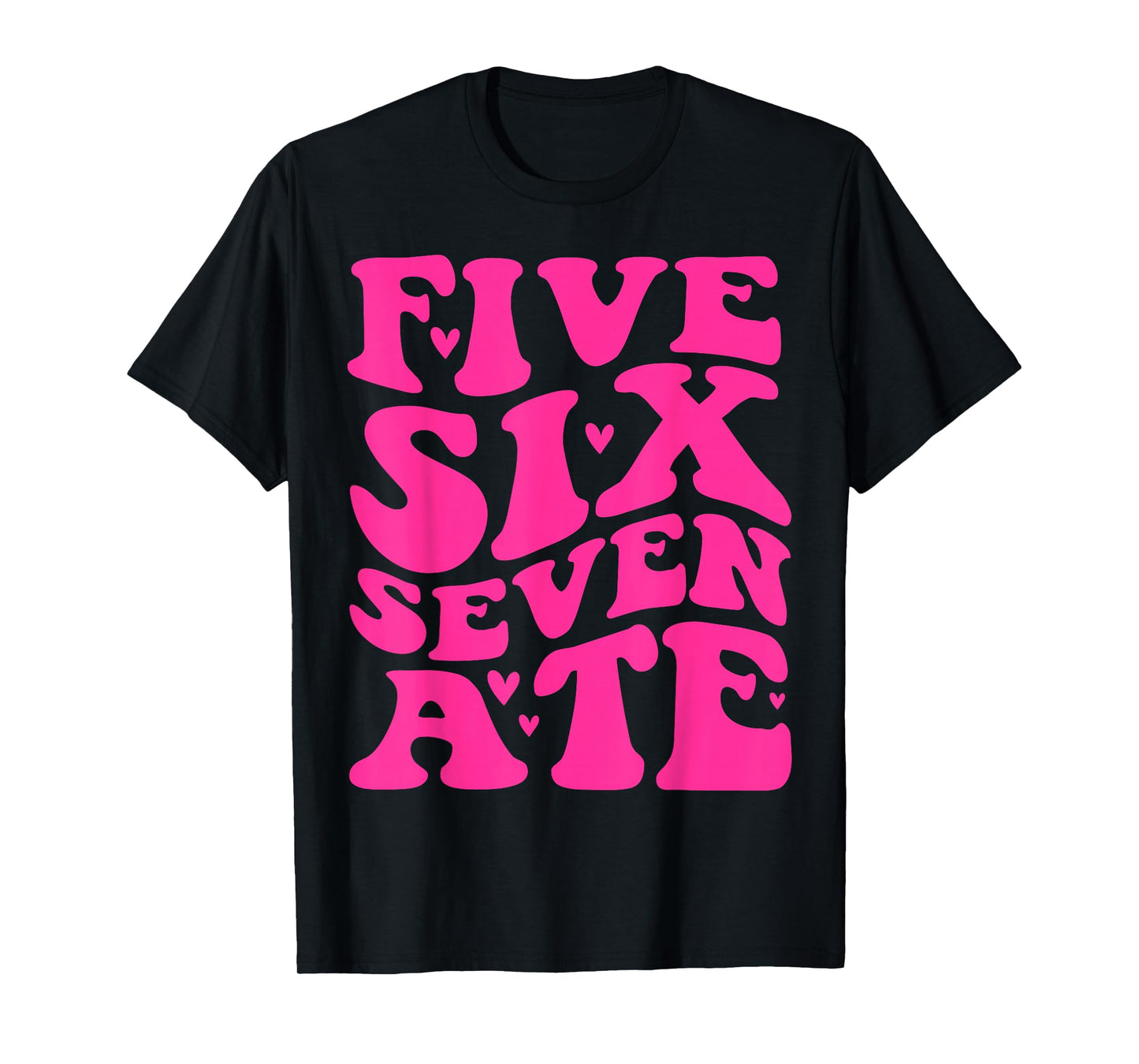 Five Six Seven Ate Cheer Cheerleader Cheer Era Pink Print T-Shirt