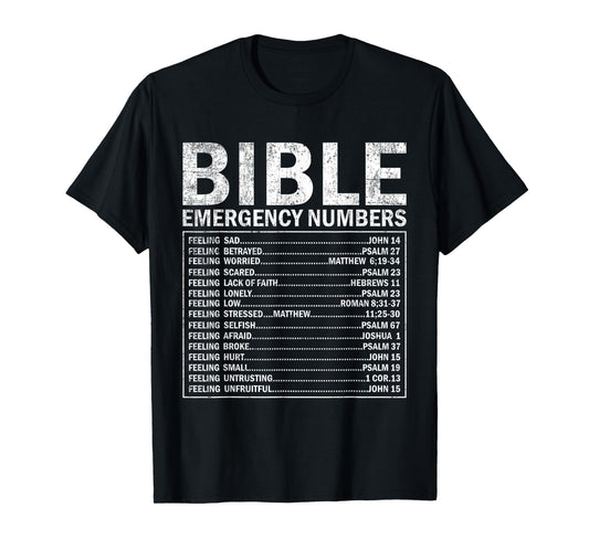 Christian Bible Emergency Numbers Cute Christian T-Shirt
