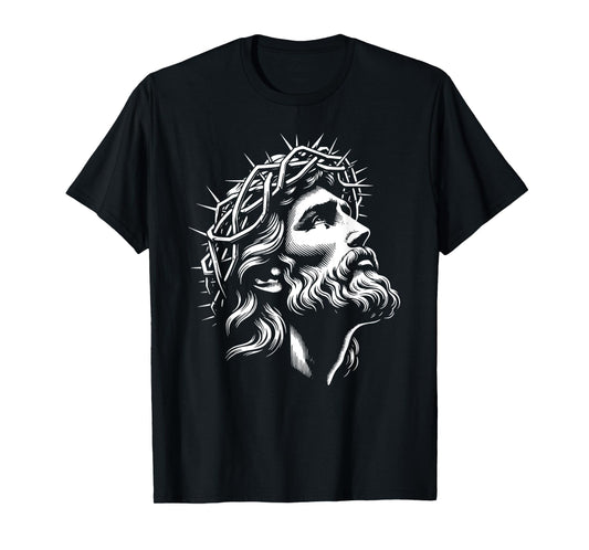 Jesus Christ Face With Crown Of Thorns God Bible T-Shirt