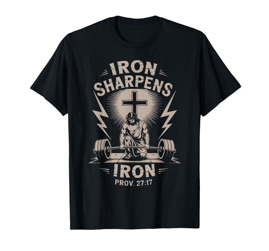 Iron Sharpens Iron Youth Christian Workout Gym Weightlifting T-Shirt