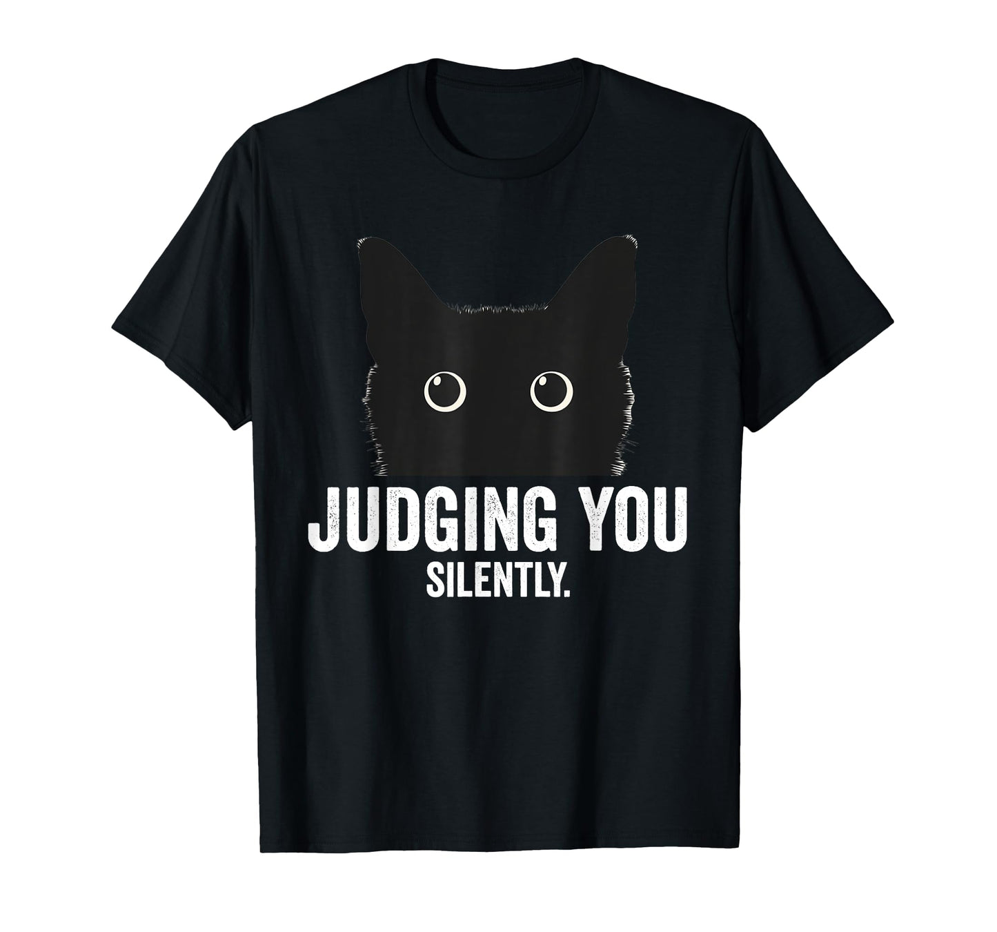 Judging You Silently Funny Black Cat T-Shirt for Men Women Kids