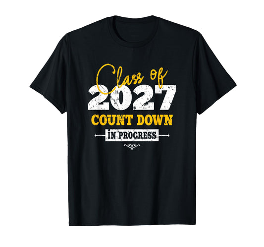 Class Of 2027 Count Down Funny Grad First Day Sophomore T-Shirt