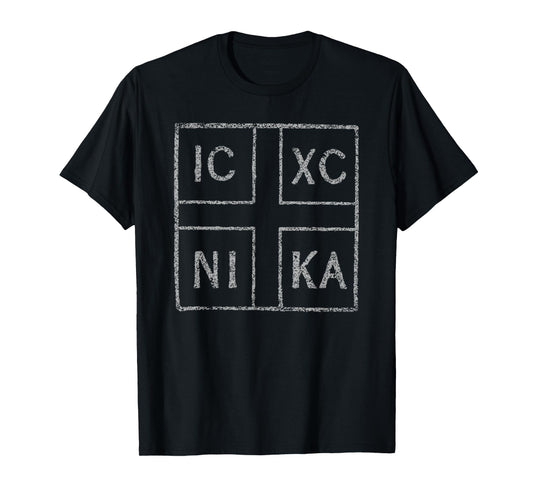 Vintage Ic Xc Nika Christogram Crucifix Orthodoxy Christian T-Shirt