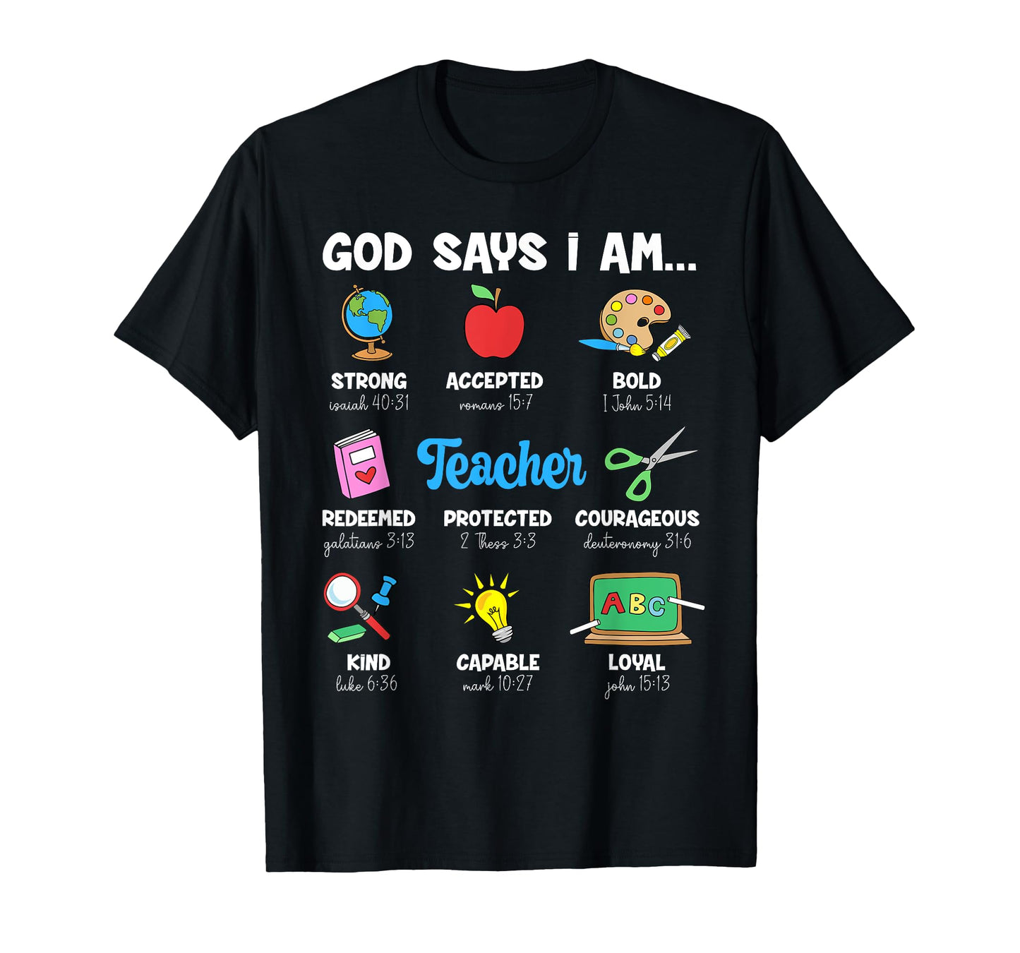 Funny God Says Im Teacher Christian Back To School Religious Men Women T-Shirt