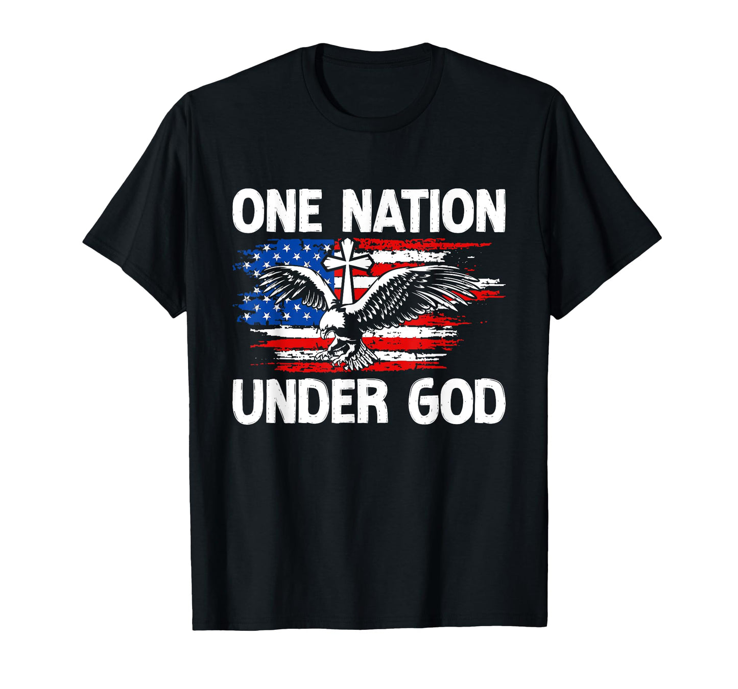 One Nation Under God Jesus Blessed American Flag T-Shirt