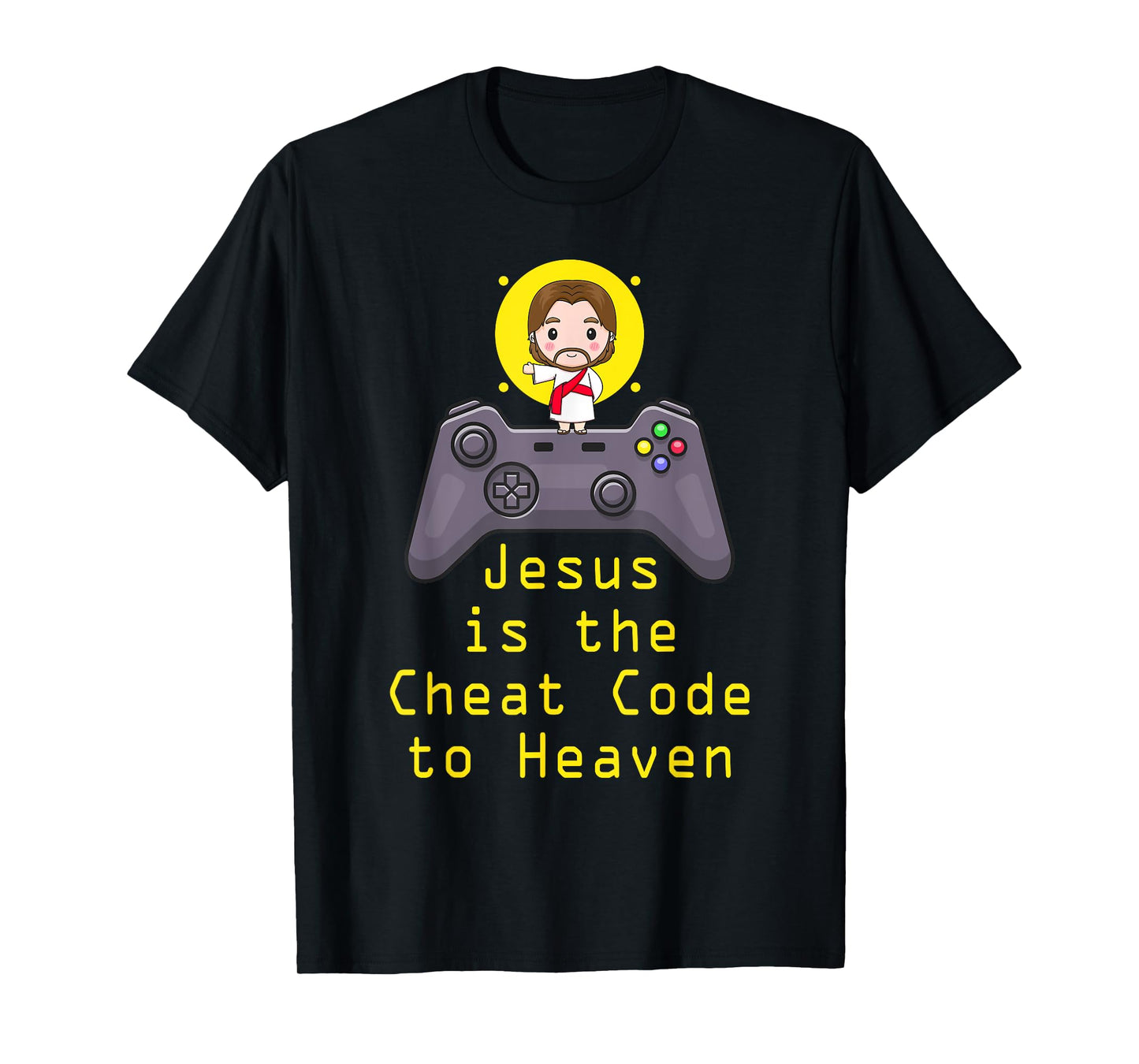 Jesus Cheat Code Funny Game Christian Gamer Catholic Gaming T-Shirt
