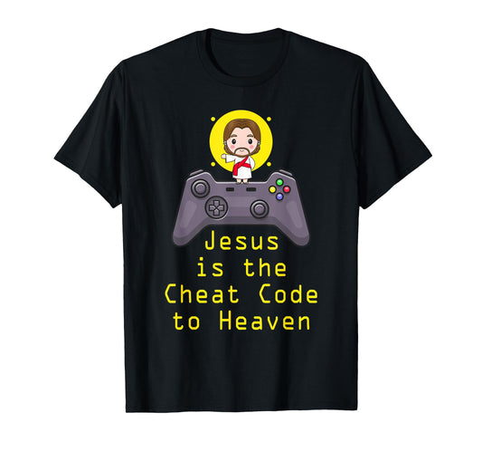 Jesus Cheat Code Funny Game Christian Gamer Catholic Gaming T-Shirt