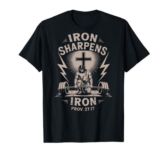 Iron Sharpens Iron Youth Christian Workout Gym Weightlifting T-Shirt