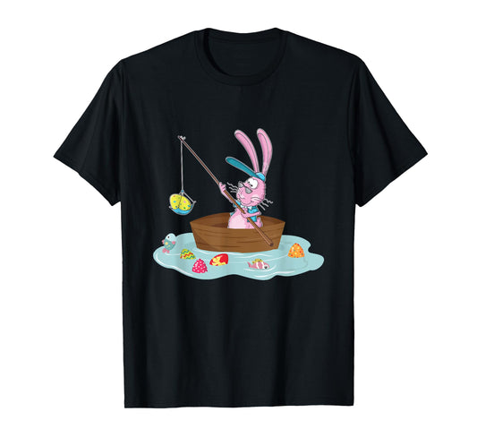 Funny Easter Bunny Fishing Egg Hunting - Easter Sunday Fun T-Shirt