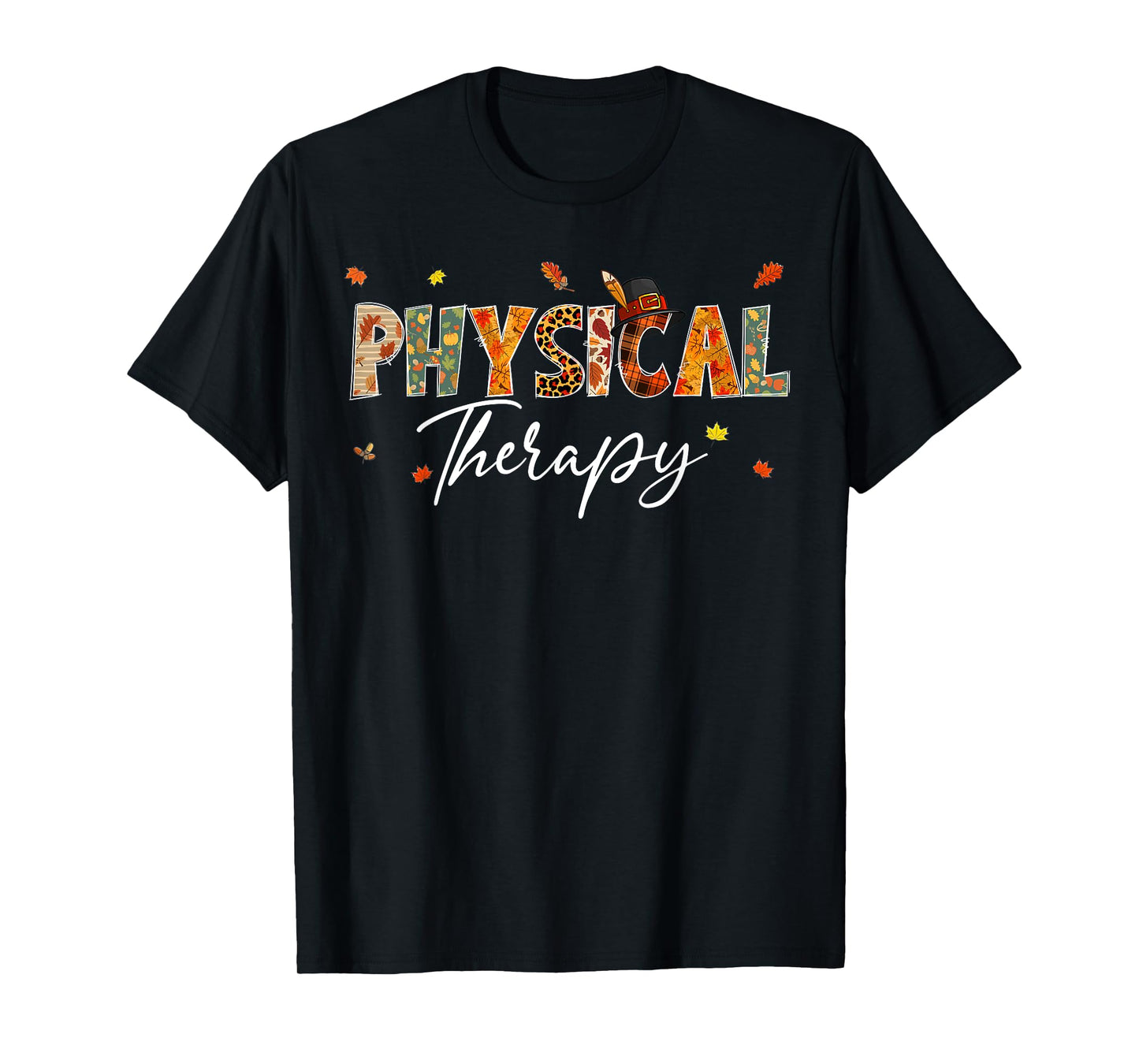 Funny Physical Therapy Pumpkin Autumn Tree Fall Leaves T-Shirt