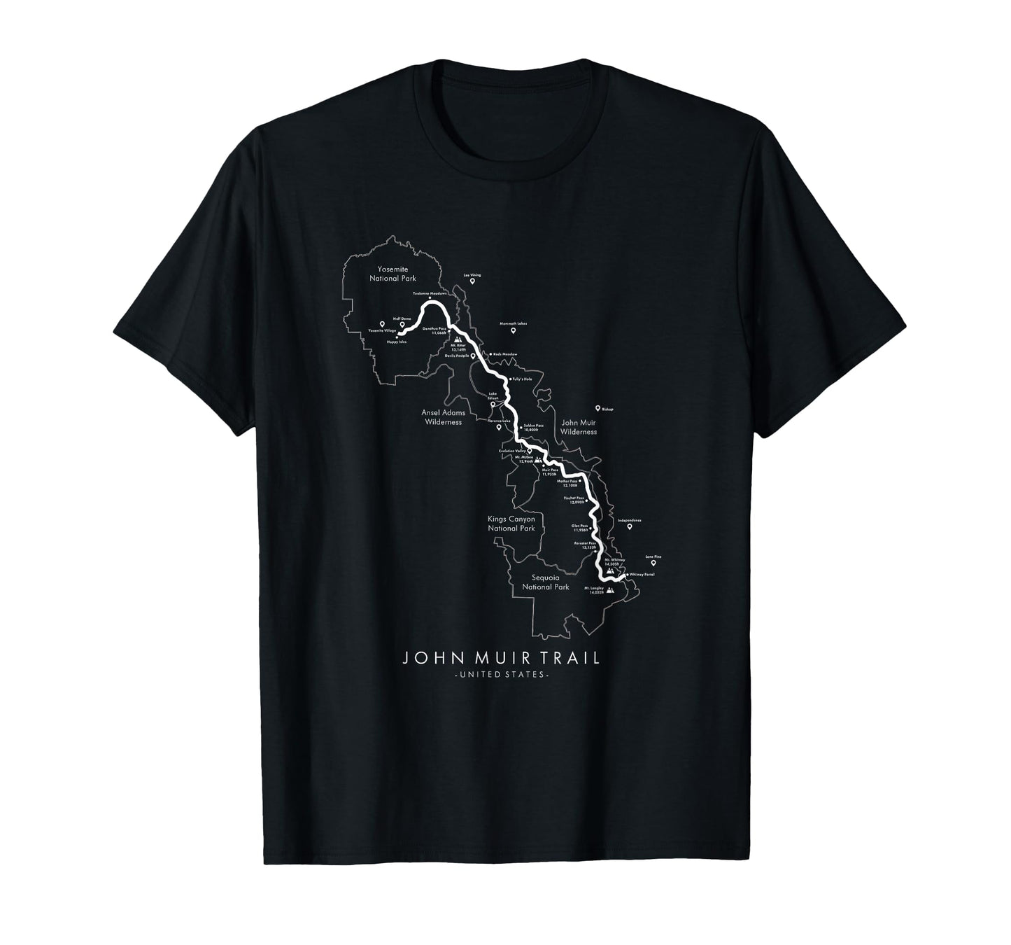 John Muir Trail Map T-Shirt