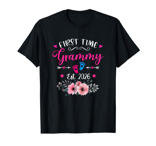 First Time Grammy Est 2026 Soon to Be Mother's Day Floral T-Shirt
