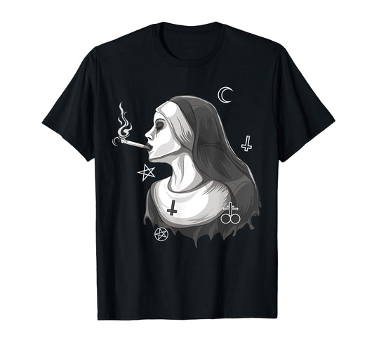 Dark Nun Satanic Occult Gothic Evil Anti-Christ Nun Unholy T-Shirt